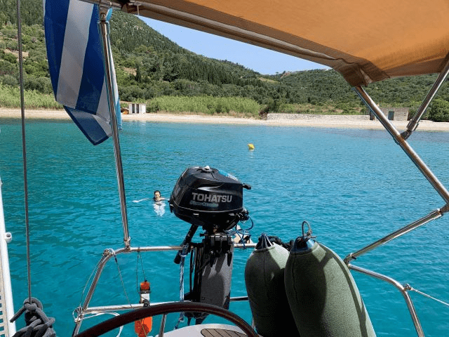Sailing between Corfu and Zakynthos by