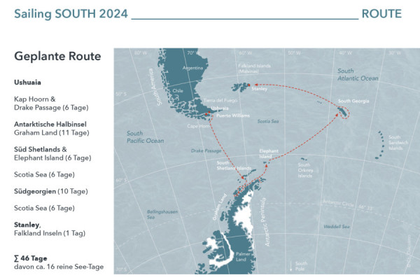 Sailing SOUTH 2024  Segel-Expedition Antarktis – Süd Shetlands – Südgeorgien – Falklands von 