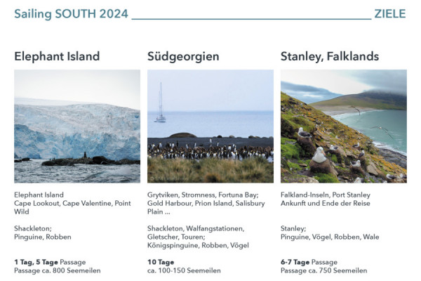 Sailing SOUTH 2024  Segel-Expedition Antarktis – Süd Shetlands – Südgeorgien – Falklands von 