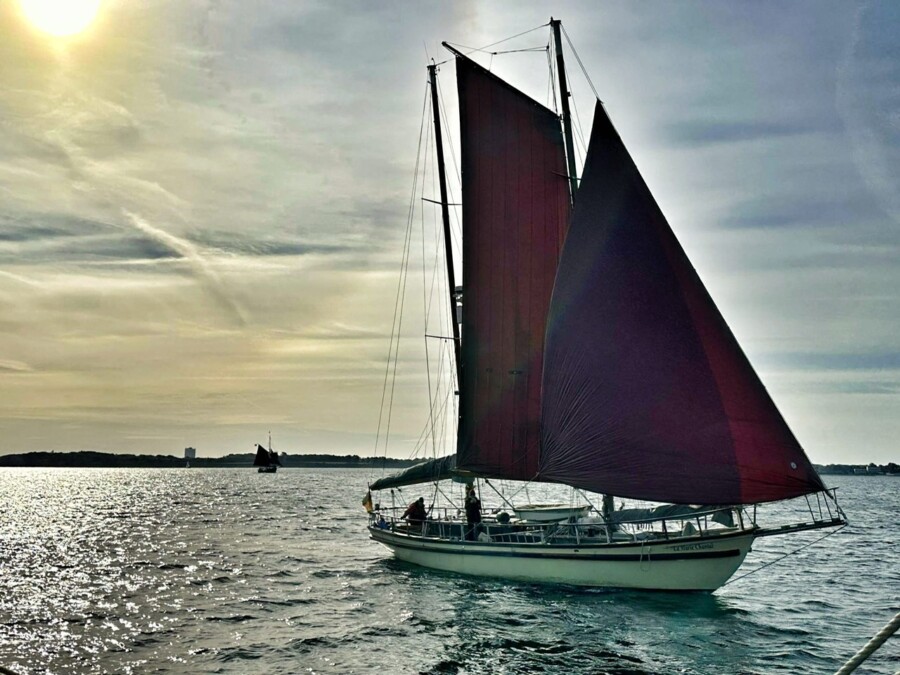 Autumn sailing trip in the golden October on the Danish South Sea Islands by