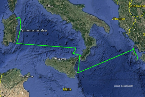 Langstrecken- und Erfahrungstörn – Trans Med :  Griechenland – Sizilien – Sardinien von 