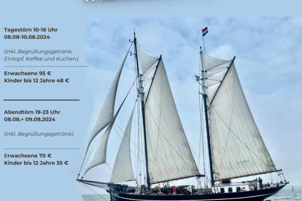 Hanse Sail Rostock, Donnerstag der 08.08.2024  Tagestörn von  10-16 Uhr von Traditionsschiff Iris