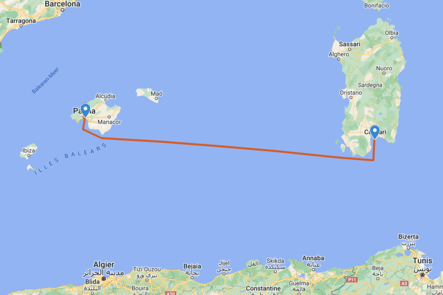 All-inclusive one-way mile building  Cagliari – Mallorca from