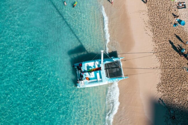 Catamaran on the beach Stranded catamaran