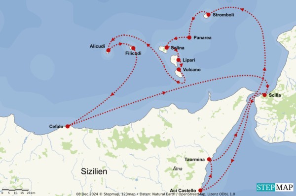 % Rundreise Liparische Inseln Mitsegeln auf TraditionsKlipper August 2025 % von 