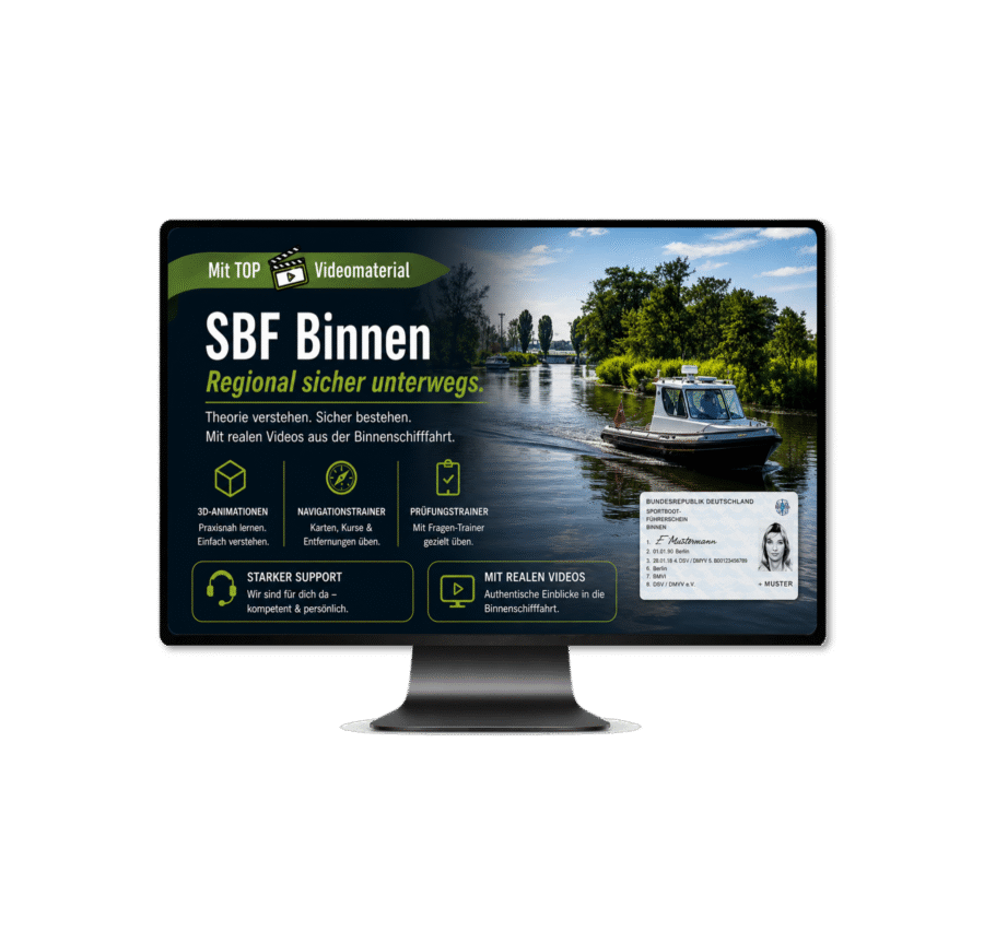 SBF Binnen online course theory and practical training on site from SegelnAG - Yachtschule