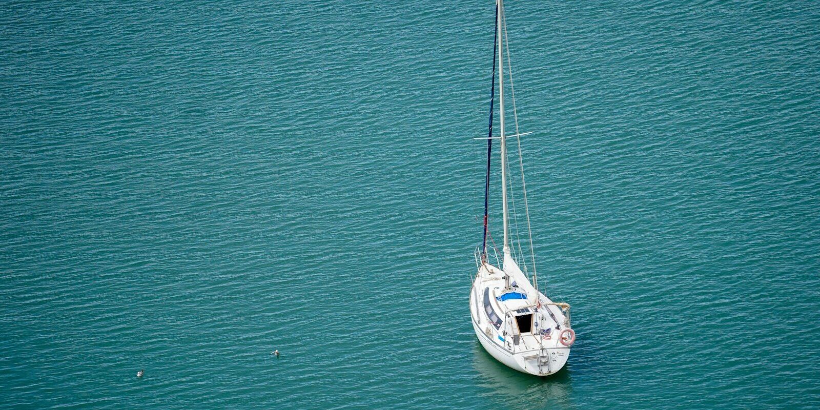 Sailing boat off Agropoli from the air