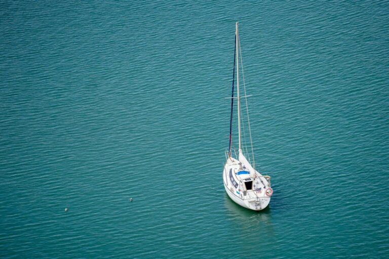 Sailing boat off Agropoli from the air