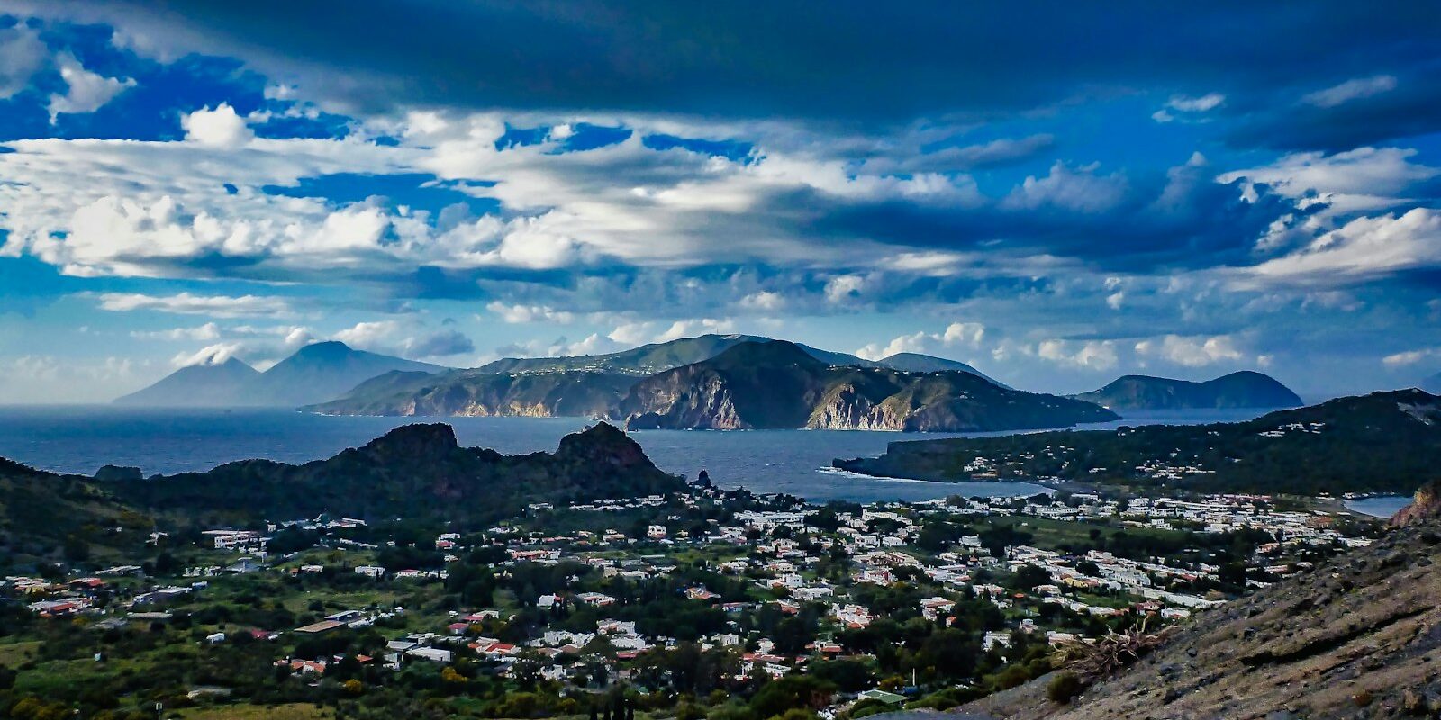 View over Vulcano towards Lipari and Salina View over Vulcano towards Lipari and Salina