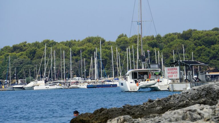 Sailing yachts in a marina on the Croatian coast