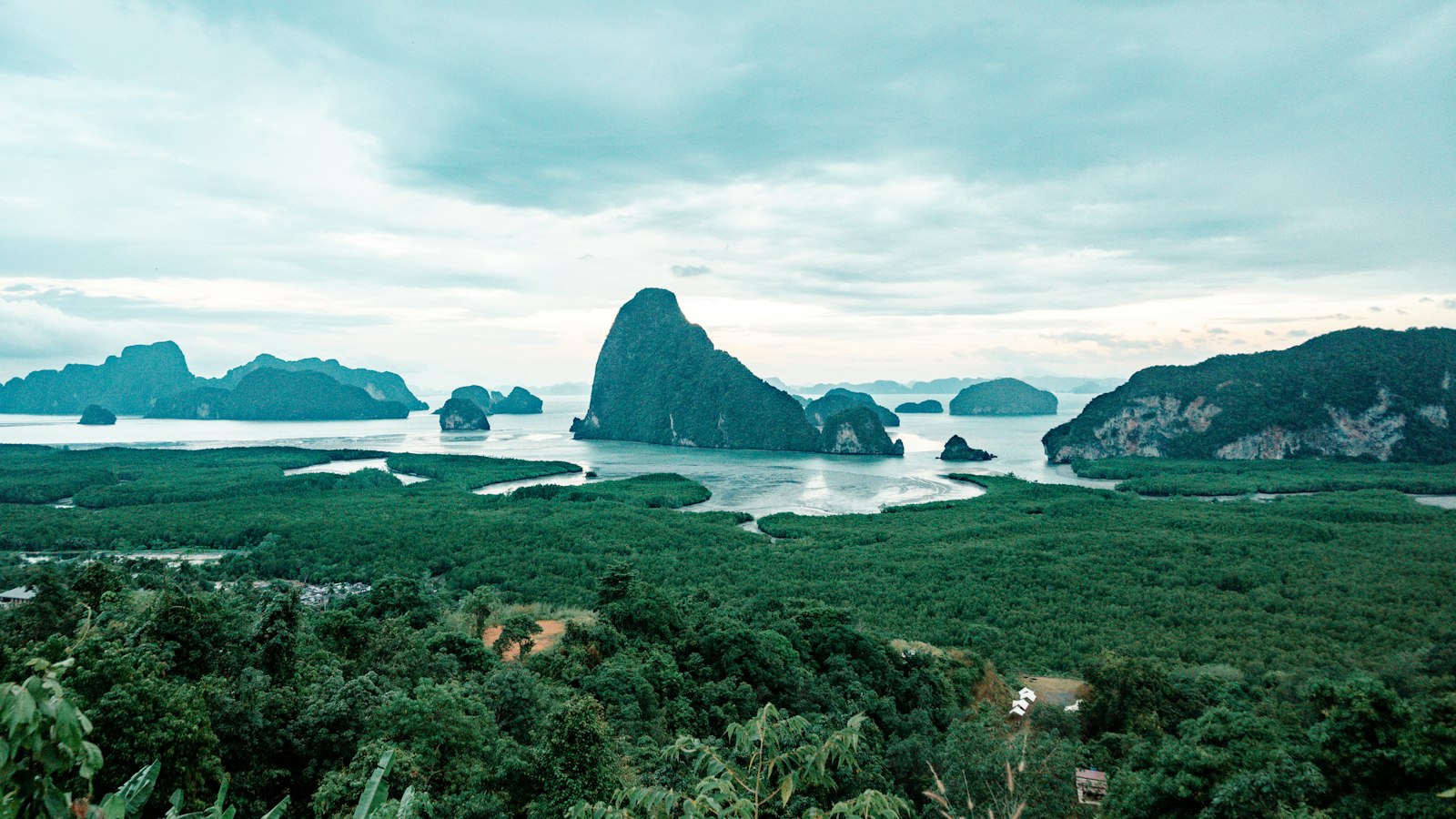 Phang Nga Bay with limestone islands