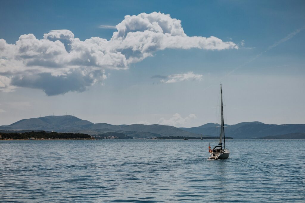 Sailing boat on the Adriatic off the islands