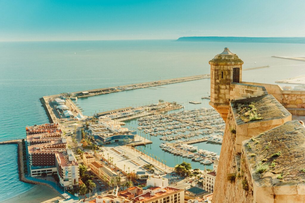 View from the castle hill over the harbour of Alicante