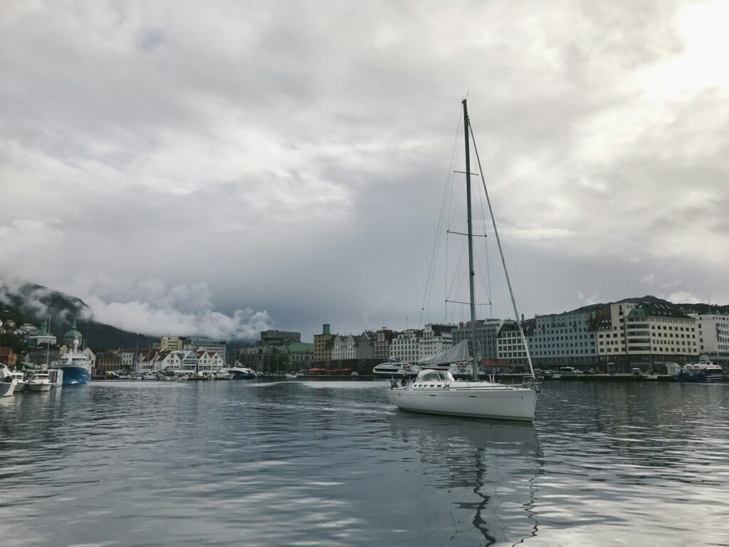 Sailing yacht in Bergen harbour