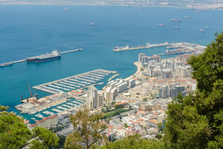 Blick auf Gibraltar und seine Marinas