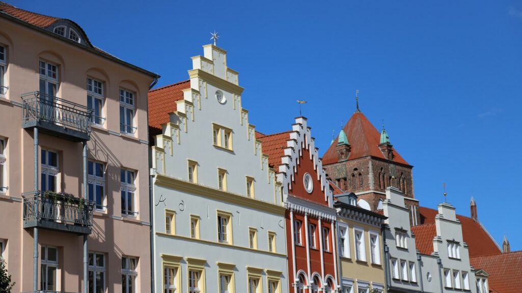 Gabled houses on the market square in Greifswald