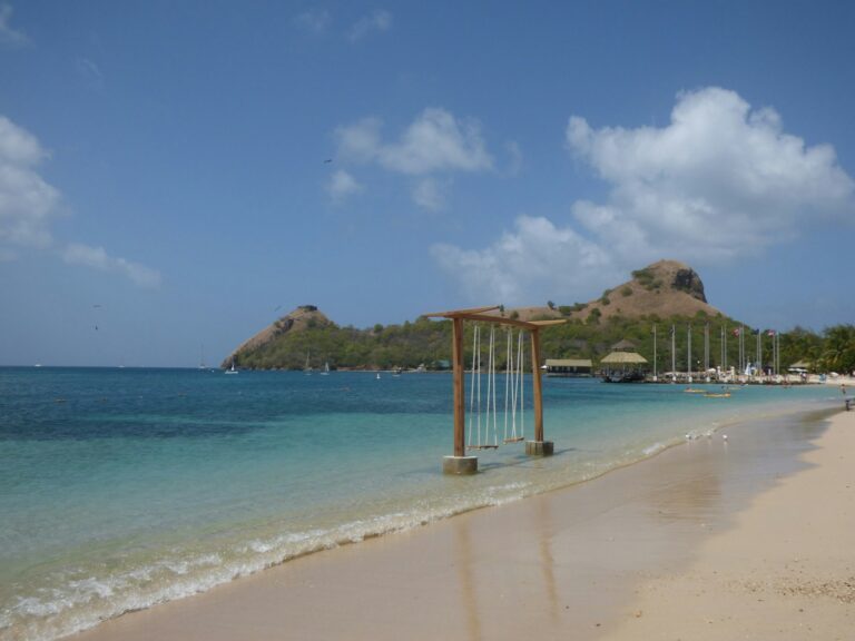 Strand bei Pigeon Island an der Rodney Bay