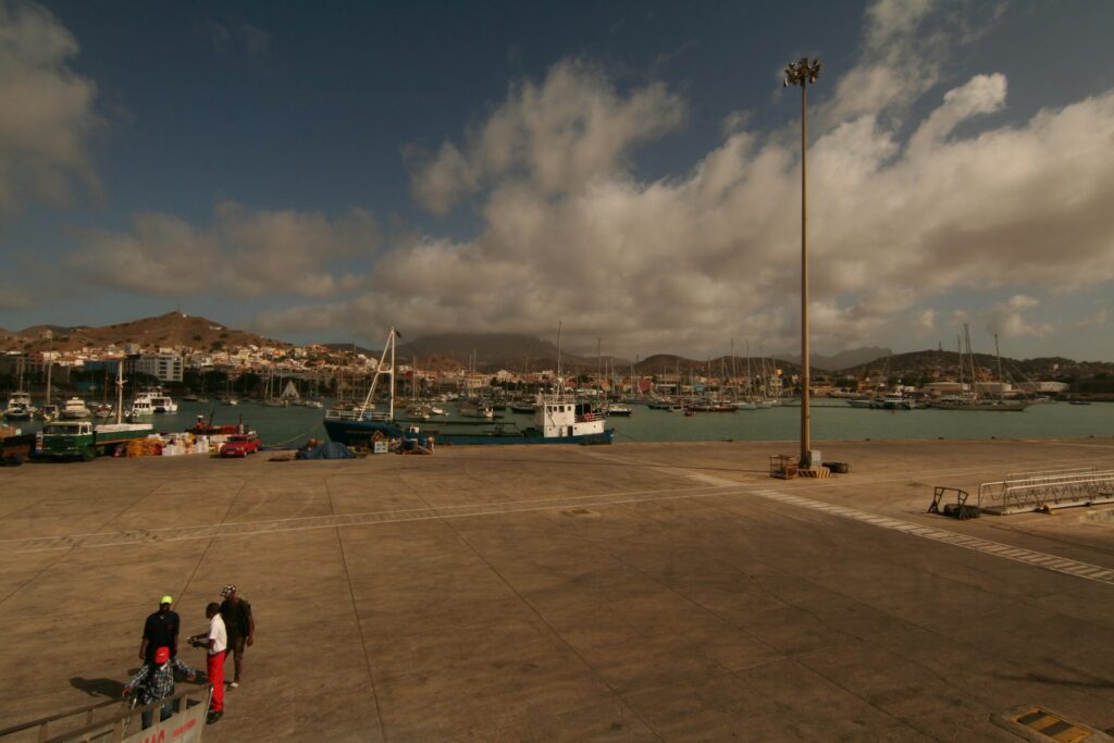 Mindelo harbour with fishing boats