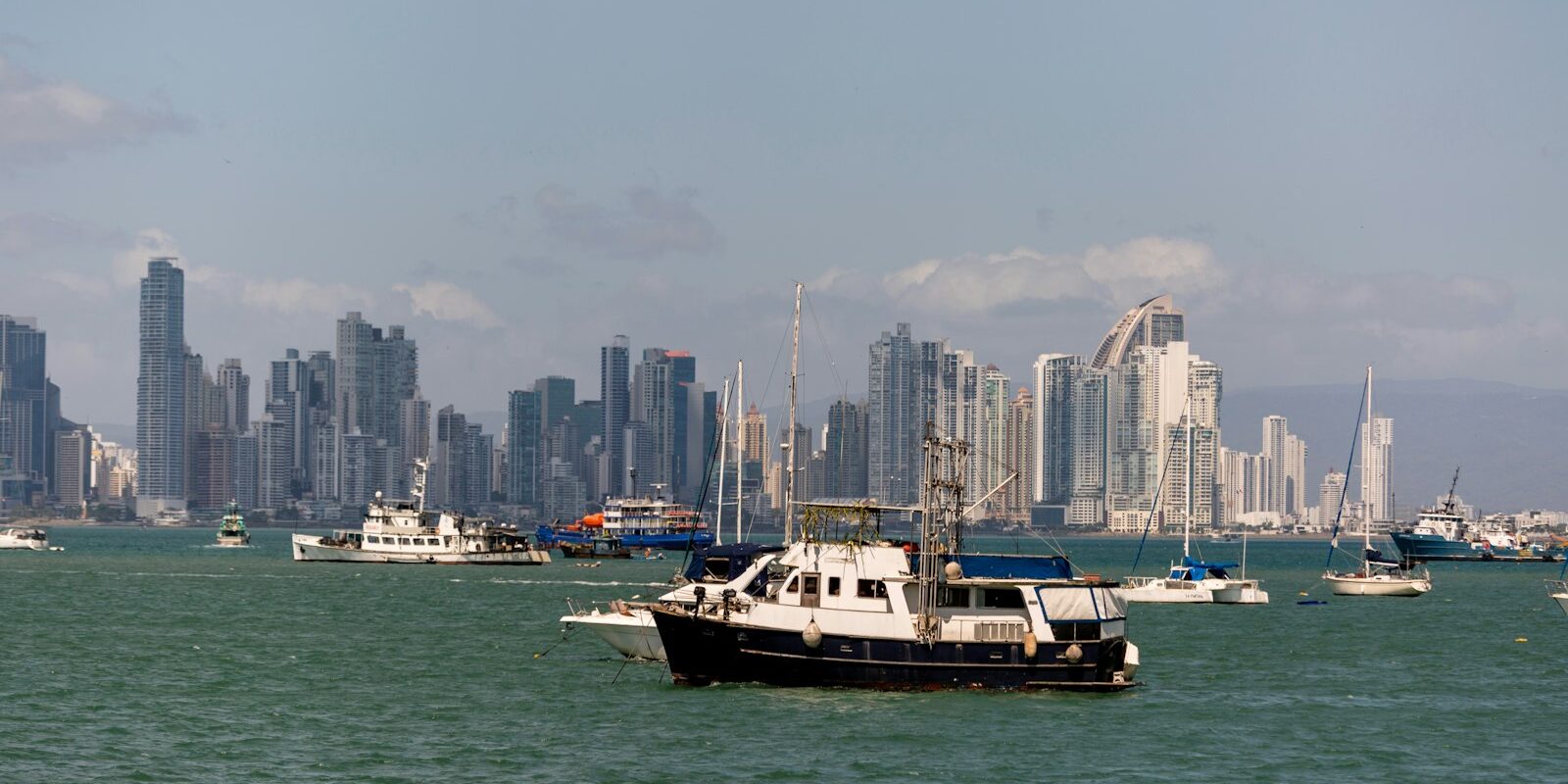 Boats in front of the Panama City skyline Boats in front of the Panama City skyline